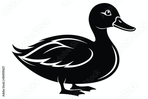 duck silhouette line art vector illustration with a white background