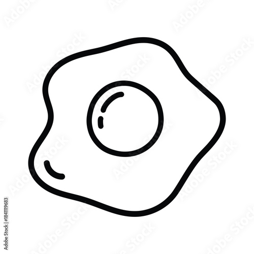 Outline fried egg doodle icon shape isolated flat style design.