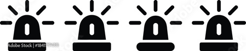 Four distinct siren icons illustrating emergency alert signals, perfect for safety and warning notifications