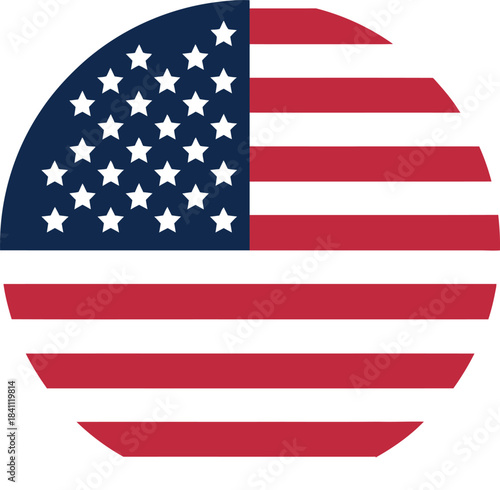 Circular American Flag Emblem - A Patriotic Symbol of the United States of America