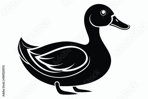 duck silhouette line art vector illustration with a white background
