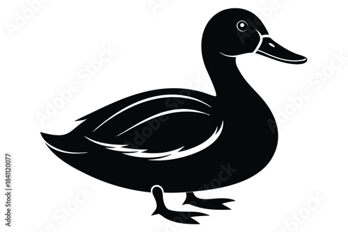 duck silhouette line art vector illustration with a white background