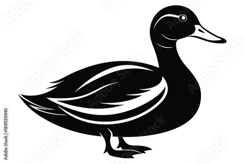 duck silhouette line art vector illustration with a white background
