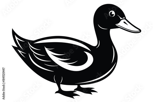 duck silhouette line art vector illustration with a white background