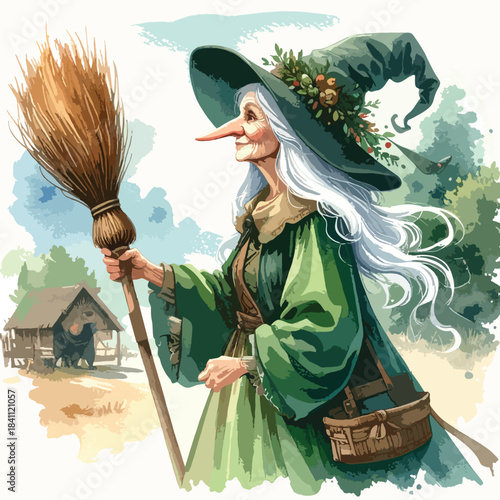 Traditional La Befana Character Illustration 
