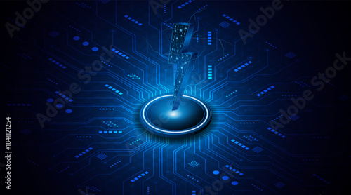 Abstract energy or lightning symbol. Innovative concept of technology circuit boards related to electric power or renewable energy. vector illustration	