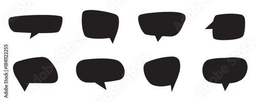 Black Speech Bubbles and Thought Bubbles Vector Silhouette Set: Communication, Dialogue, Chat, Idea, Message, Comic Book Elements Collection.