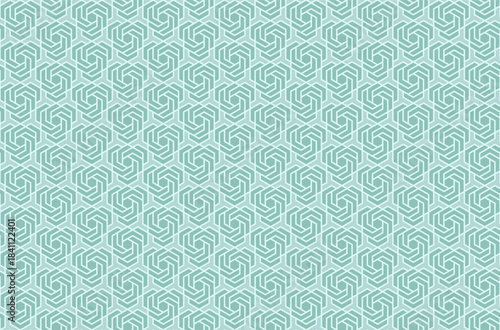 Seamless geometric pattern of interconnected heart-shaped designs in sage green tones create a maze-like structure with subtle gradients that give the pattern a three-dimensional embossed look