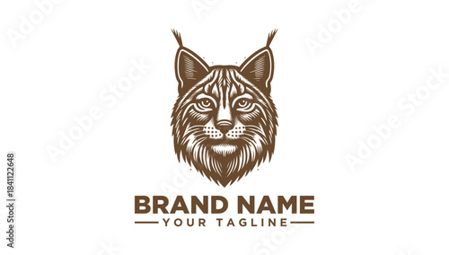 Detailed lynx head vector illustration, an elegant wildcat engraving for a bold logo icon design.