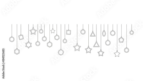 Abstract Geometric Ornaments: A delicate display of abstract geometric shapes, suspended in a graceful arrangement, creating a sense of ethereal beauty and minimalist design.