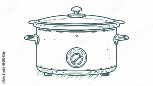 ChefTech Slow Cooker Silhouette Vector with Oval Shape, Excellent for Cozy Home Cooking Graphics, Meal Prep, and Kitchen Appliance Designs