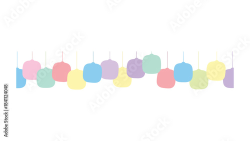 Colorful Lanterns: A whimsical array of pastel-colored lanterns are suspended, each offering a soft glow and a sense of festive charm.  The scene exudes an aura of serenity and festive anticipation.