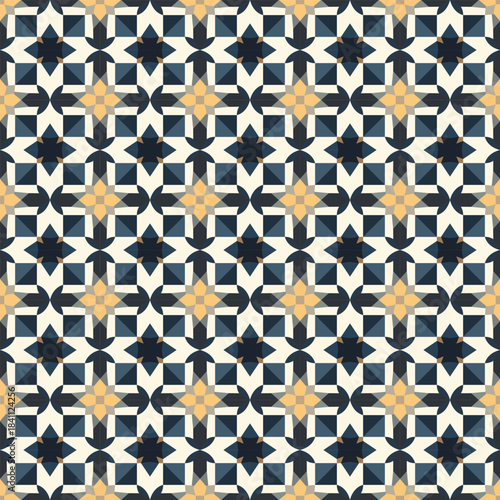 A rich floral geometric pattern inspired by traditional Islamic tile motifs. Great for textile prints, packaging, stationery, and Ramadan-themed decorative designs.