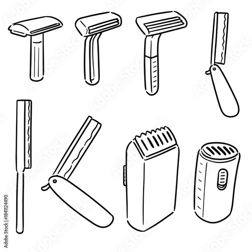 vector set of razor cartoon