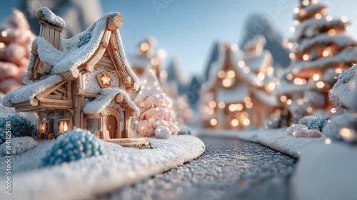 Snowy Cabin Illuminates Christmas Warm Wishes