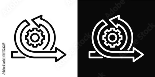 Agile Methodology Icon White And Black Background Style