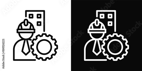 Civil Engineering Icon White And Black Background Style