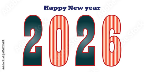 3D red new year numbers celebration illustration with calendar and symbols