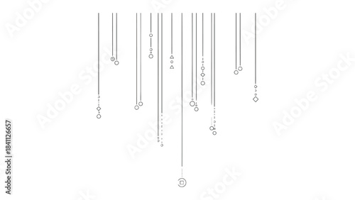 Abstract Lines and Spheres: Elegant lines descend from above, punctuated by subtly positioned spheres, creating a visually compelling abstract composition of interconnectedness.