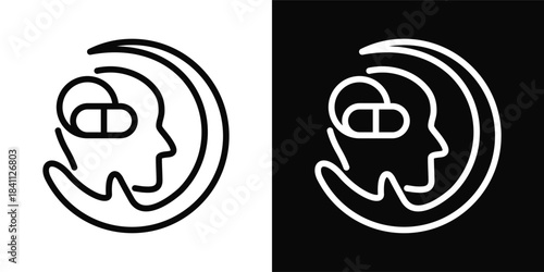 Addiction Icon White And Black Background Style
