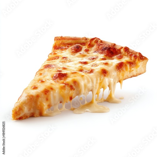 Delicious Slice of Pizza with Melted Cheese Isolated on White Background for Food Photography and Culinary Use