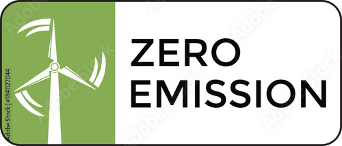 Zero Emission Renewable Energy Badge with Wind Turbine