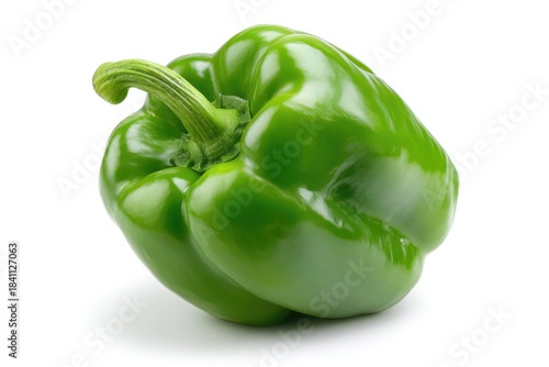Fresh and Vibrant Green Bell Pepper on Clean Background Perfect for Culinary and Health-Themed Projects