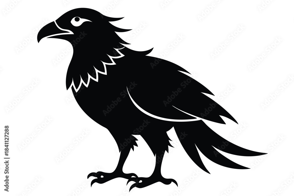 Fototapeta premium buzzard silhouette line art vector illustration with a white background