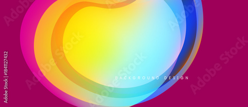 Abstract vibrant layers create dynamic colorful background. Smooth gradients blend, forming flowing shapes, modern design element.