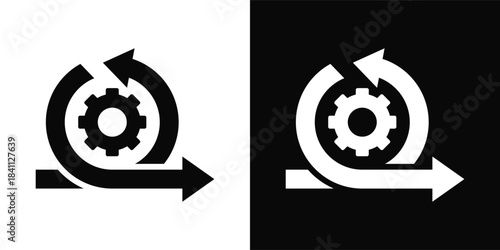 Agile Methodology Icon White And Black Background Style