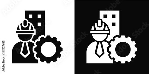 Civil Engineering Icon White And Black Background Style