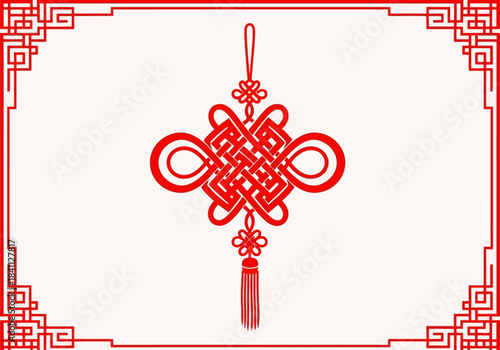 Intricate Red Chinese Knot Symbolizing Luck and Prosperity