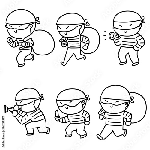 vector set of thief cartoon