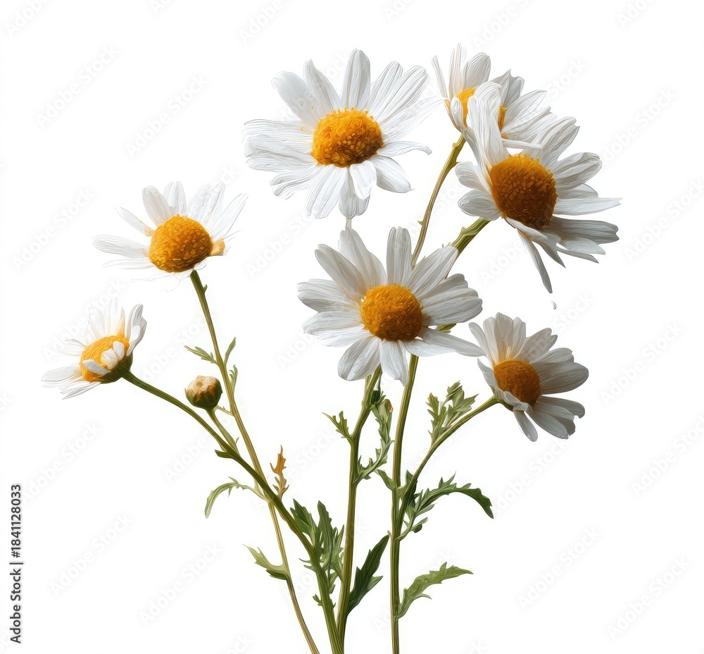 Fototapeta premium Cute Aesthetic White Flower Clipart Cutout for Creative Projects and Designs Featuring Delicate Daisies on a Clean Background