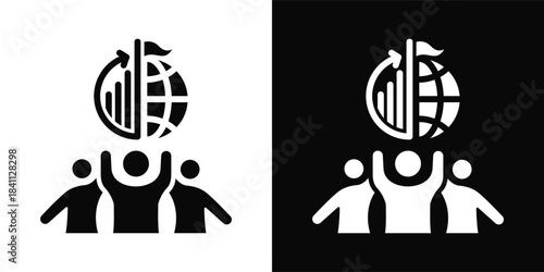 Leadership Development Icon White And Black Background Style