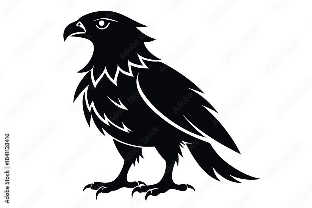 Fototapeta premium buzzard silhouette line art vector illustration with a white background