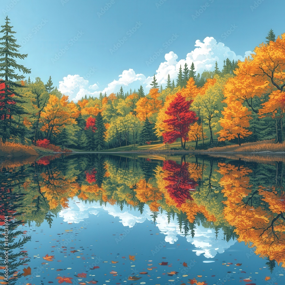 Obraz premium autumn landscape with lake