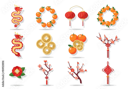 Lunar New Year Ornaments Dragon, Lanterns, Oranges & More
