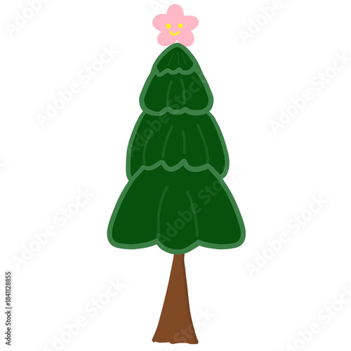 Minimal Cute Christmas Tree Illustration.