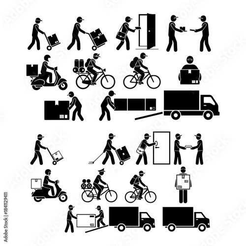 Pizza Delivery Man Postman Milkman Paperboy Courier Services silhouette pack