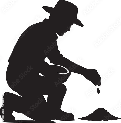 Dedicated person sowing seeds by hand cultivating future growth and harvest
