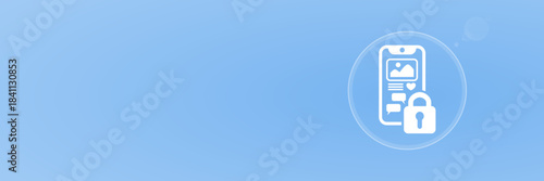 Smartphone Sperre mit Schloss Symbol Header Copy Space Vektor svg unter 60 kB Social Media Verbot