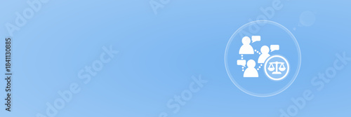 Rechtliche Regulierung Soziale Netzwerke Waage Symbol Header Copy Space Vektor svg unter 60 kB