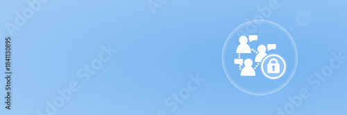 Soziales Netzwerk Sperre mit Schloss Symbol Menschen Gruppe Header Copy Space Vektor svg unter 60 kB