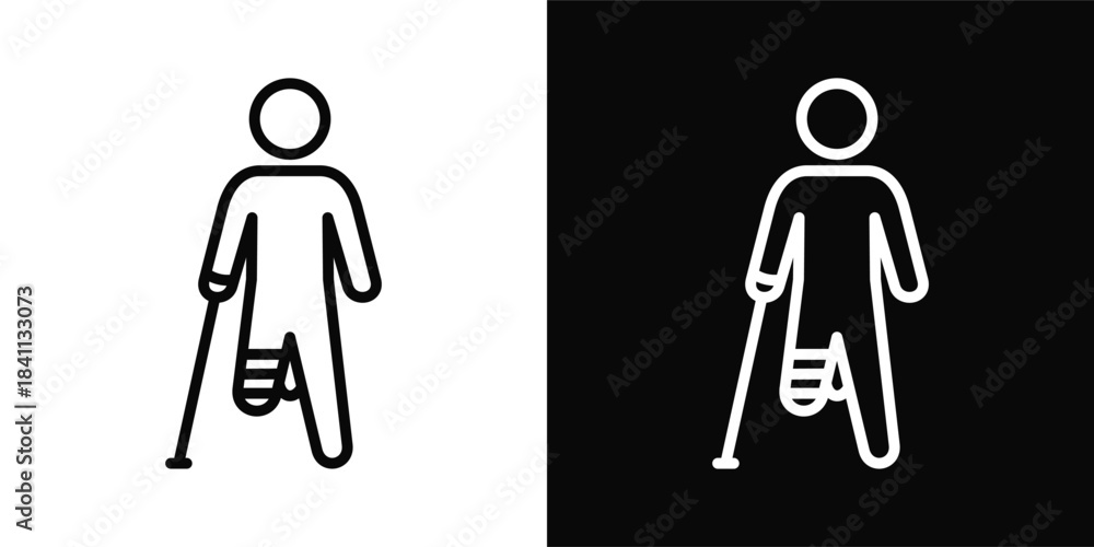 Fototapeta premium Broken Leg Icon White And Black Background Style