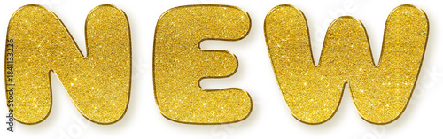 Gold glitter texture NEW word typography design