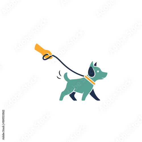 Person walking a dog on a leash, pet care and companionship concept