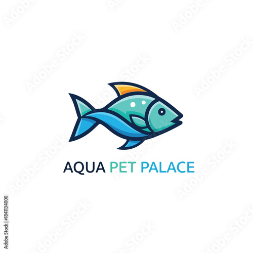 Colorful Fish Logo for Aqua Pet Palace Aquatic Store Brand Identity