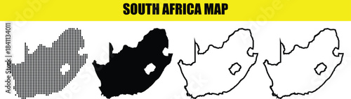 Set of south Africa map icons, outlines, and silhouettes
