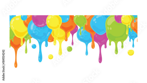 Colorful Drips: An abstract view of vibrant colored paint drips in the scene, expressing a world of joyful emotion.